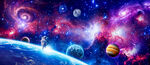 浩瀚星空宇宙太空宇航员星球背景