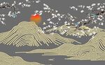 中式浮世绘风格山川景观图