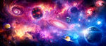 梦幻外太空银河星空宇宙星球背景