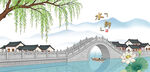 江南水乡石桥风景图