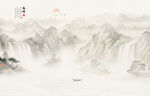 水墨山水壁画山水情背景墙