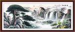 青山绿水迎客松山水画