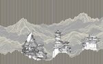 中式山水古建筑风景图