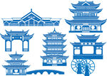 丽江地标丽江古城黑龙潭矢量图