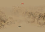 中式古风风景山水画