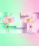 梦幻粉色荷花艺术插画