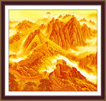 金色万里长城风景壁画