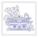 中式山西地标建筑与猫的雅致图景