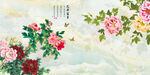 花开富贵牡丹背景墙