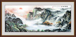 客厅山水挂画聚宝盆风水画