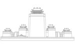 西藏建筑轮廓线稿图 矢量图