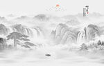 中式水墨山水意境图