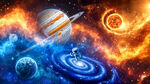 旋涡星河宇宙爆发太阳系星球背景