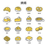 矢量卡通手绘线条烘焙美食图标