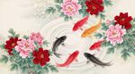 牡丹鲤鱼图