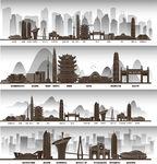 武汉城市建筑剪影景点