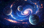 宇宙星球星空天花软膜背景