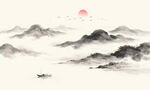 中国风意境水墨山水画