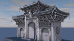 中式古典门楼3D模型