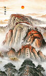五岳独尊泰山日出玄关画
