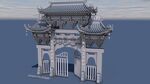 中式古建筑牌坊3D模型