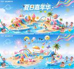 夏日嘉年华游乐场活动背景板