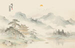 中式古风古典山水画背景