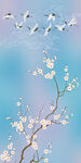 中式工笔手绘梅花仙鹤祥云花鸟图