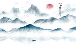 水墨山水间的静谧意境背景墙