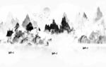 水墨风格山林雪景图