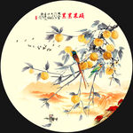 桃子水墨画