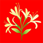 红色背景上的黄色花卉图案矢量花