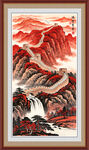 鸿运大头山水画长城客厅画竖版