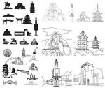泉州福建城市建筑剪影地标插画