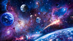太空宇航员星球璀璨宇宙星空背景