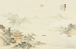 中式古风古典山水画背景