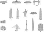 武汉湖北城市建筑剪影地标插