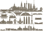 上海城市建筑剪影地标插画