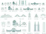 重庆城市建筑剪影地标插画
