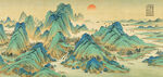 新中式古风古典山水画背景墙