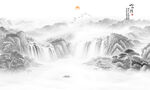国画山水背景墙