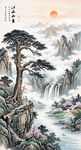 迎客松山水画壁画