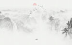 国画山水背景墙