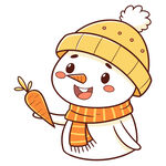 戴帽雪人手持胡萝卜