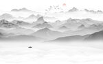 水墨意境中国风山水画背景图