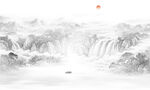 国画山水背景墙