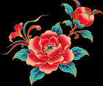 中式刺绣牡丹花卉图案