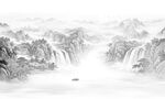 新中式意境水墨山水画背景墙