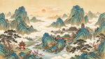 宋式青绿千里江山山水装饰画