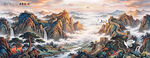 日照金山长城山水画